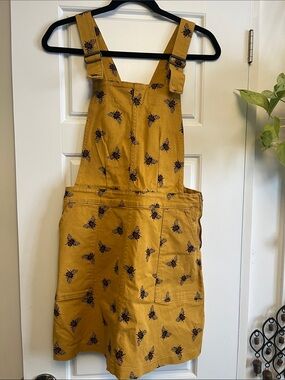 Women's Mustard Bee-Print Pinafore Skirt